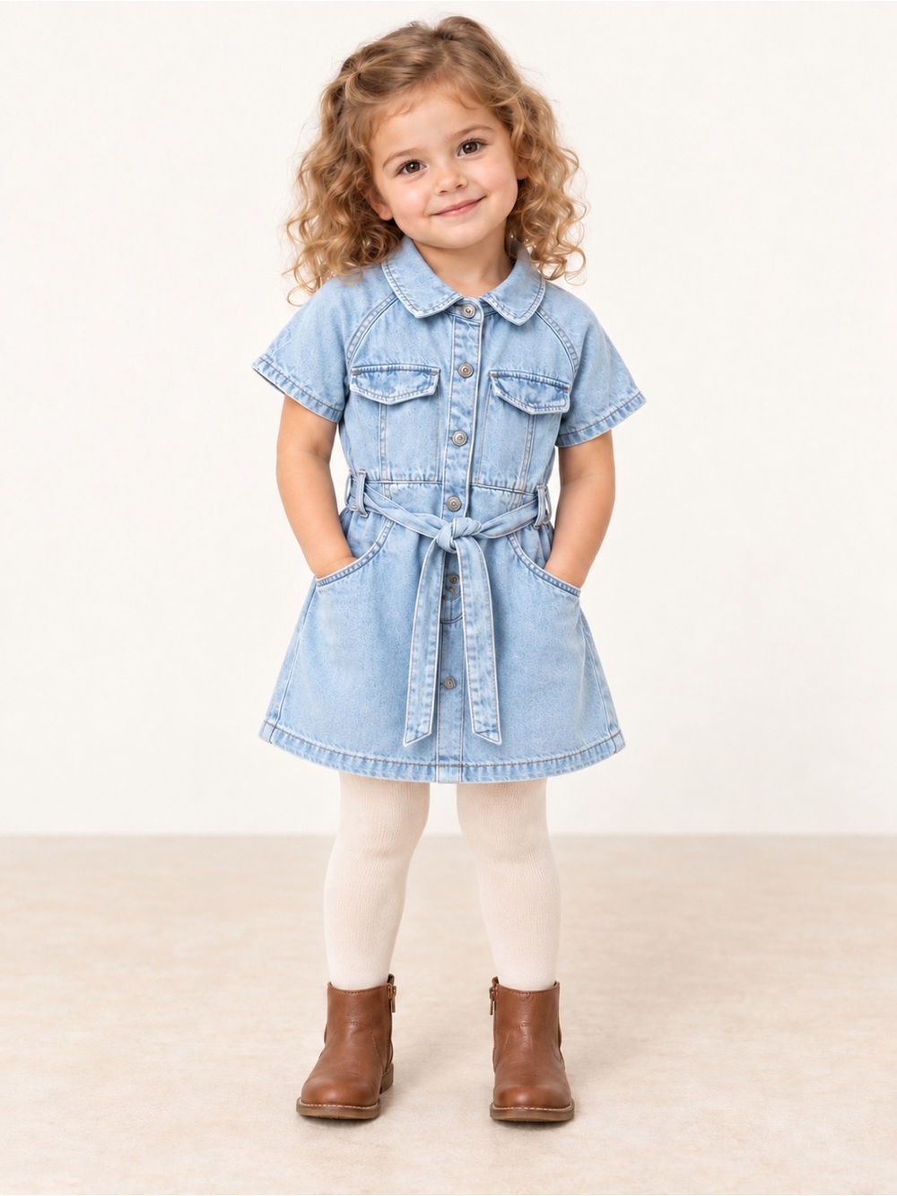 Zara Girls Light Wash Denim Shirt Dress Size 3 Years 98 cm